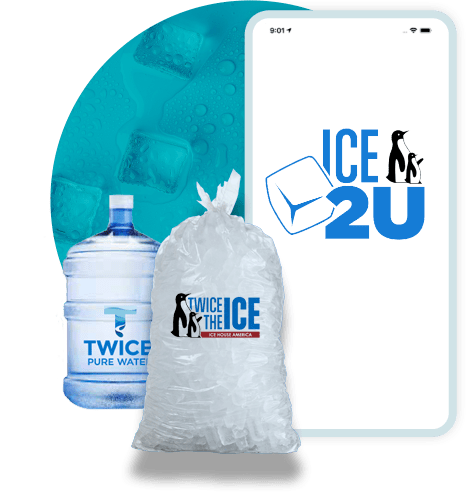 ICE2U, bag of ice, water