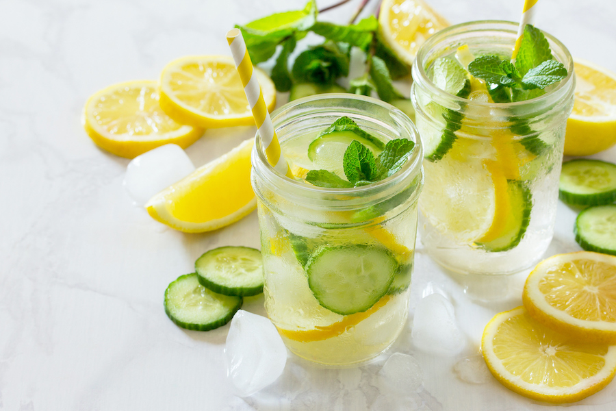 infused water recipes with cucumber, lemon, mint